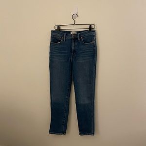 Madewell Stovepipe Dark Wash Cotton Blue High Rise Straight Leg Denim Jeans 29